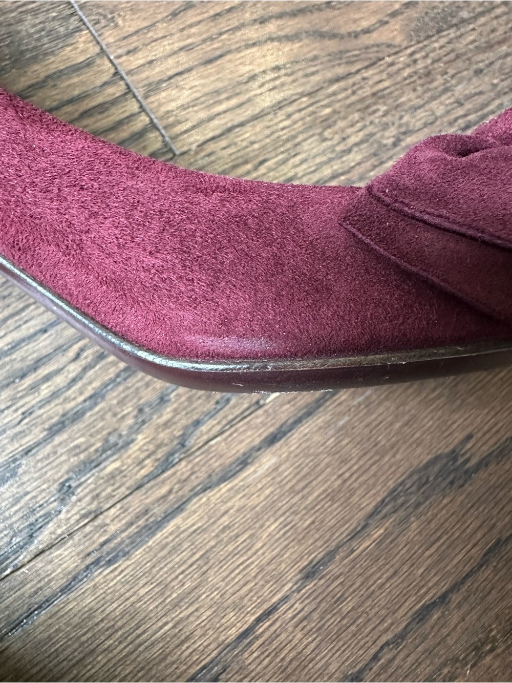 Salvatore Ferragamo Burgundy Suede Pointed-Toe Knot Pumps - Picture 4 of 11